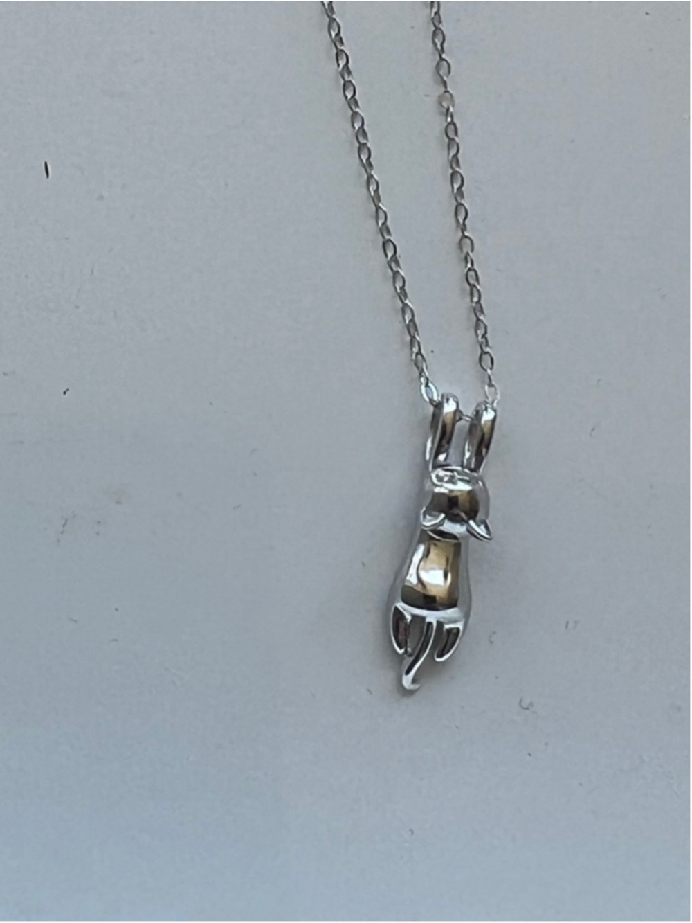 Women's Dangling Kitty Pendant Necklace One Size Silver